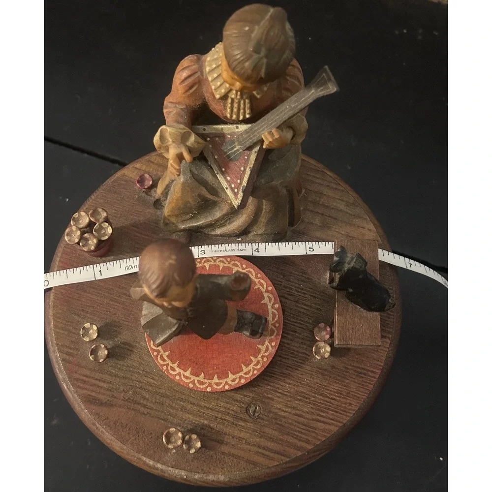 Vintage ANRI THORENS Music Box Lara's Theme Hand Carved Wooden Figures